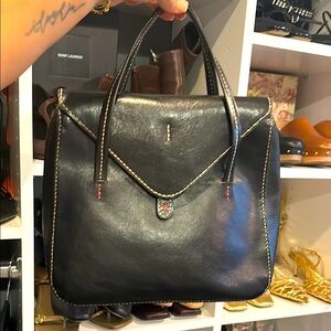 Henry Cuir x Barney’s NY Vintage black leather tote/handle bag